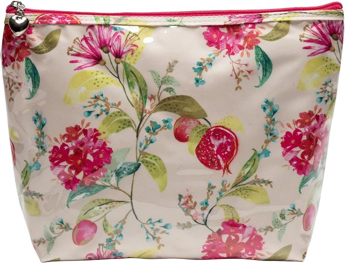 Jacaranda Living Medium Cosmetic Bag – Waterproof PVC-Lined Makeup & Toiletry Bag for Women, Zipper Organizer for Skincare, Cosmetics & Travel Essentials, Pomegranate by JacarandaLiving