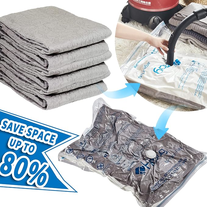 Vacuum Storage Bags, Space Saver Vacuum Seal Storage Bags 20-Pack Sealer Bags for Clothes, Clothing, Bedding, Comforter, Blanket (20C) | Various Size, Airtight Triple Seal, Save 80% Space, Hand Pump, Work with Vacuum, Double Zip, Reusable, Easy to Use - Image 7