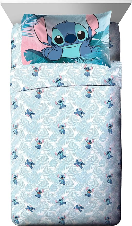 Disney Lilo and Stitch Full Size Comforter Set 7 Piece Kids Bedding, Pink | Bed in a Bag, Comforter Sheets Shams Pillowcases, Official Brand, Soft Microfiber, Machine Washable, Girls Gift - Image 3
