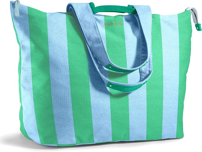 Fit & Fresh XL Beach Tote Bag for Women – XL Travel Tote with Zipper & Pockets, Oversized Canvas Pool Bag, Weekender Carry-On by fitfresh