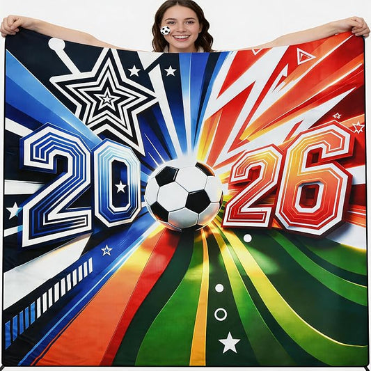 HIHOHO Soccer Blanket Waterproof Sandproof Beach Mat for 1-4 Adults Soccer Fans Quick Drying Durable Outdoor Picnic Mat Gift for Sports Event Travel Beach (Soccer Blanket 2026, 79"×83"(4 Person)) by HIHOHO