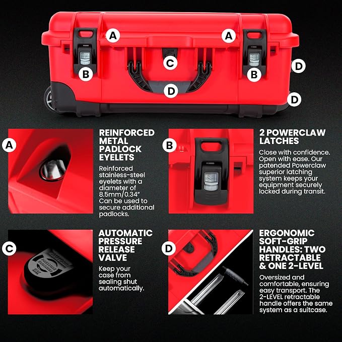 NANUK 935 Pro Photo Kit – Waterproof Travel Camera Hard Case with Padded Dividers and Wheels, 22” x 14” x 9” - Dustproof and Impact Resistant, Airline Carry-On Approved – Red | 22 X 14 X 9 in Exterior, Padded Divider Plus Lid Organizer, Nk-7 Resin, Pol... - Image 5