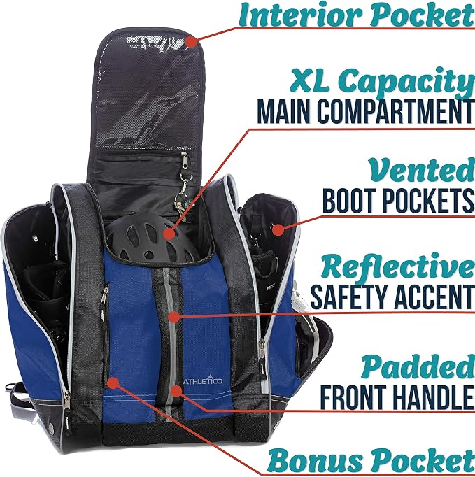 Athletico Ski Boot Bag – Skiing and Snowboarding Travel Luggage – Stores Gear Including Jacket, Helmet, Goggles, Gloves & Accessories – Venting and Grommets for Snow Drainage - Image 2