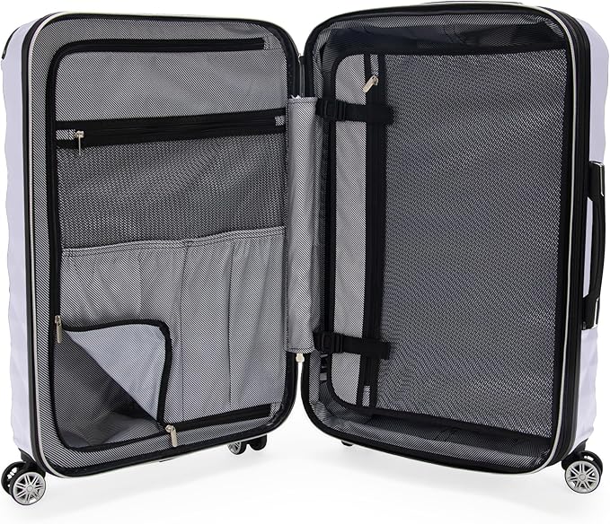 Kenneth Cole REACTION Diamond Tower Collection Lightweight Hardside Expandable 8-Wheel Spinner Travel Luggage, Lavender, 20-Inch Checked - Image 4