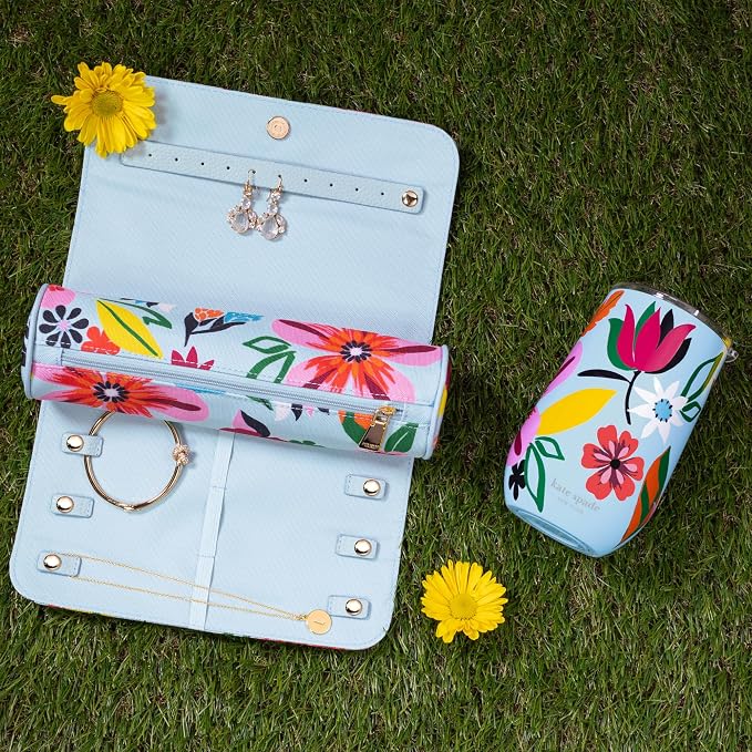 kate spade new york Travel Jewelry Roll, Safari Floral | Fabric Jewelry Case Organizer for Women, Cute Jewelry Organization Holds Necklaces, Rings, Bracelets with Zipper Pocket - Image 5