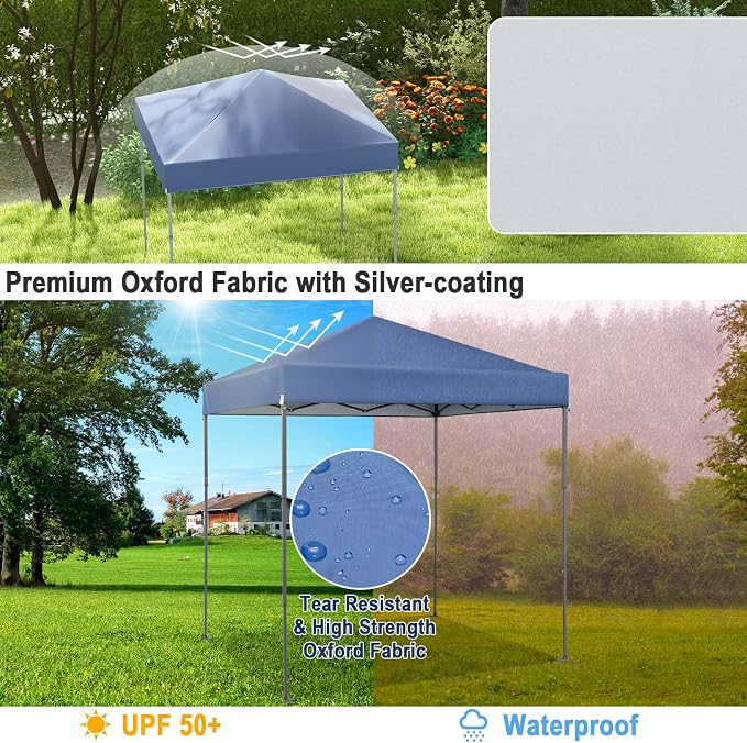 6.6 x 6.6 Ft Pop Up Canopy, 1 Person Instant Setup Canopy Tent with Push Center Lock, 8 Stakes, 4 Ropes & Carrying Bag, Portable Easy Up Gazebo Shelter for Outdoor Camp, Beach, Patio & Party - Image 3