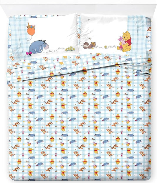 Jay Franco Kids Sheet Set with Fitted, Flat Sheets & Pillow Cover - Ultra-Soft Bedding with Pillowcase for Room Decor, White - Winnie The Pooh, 4 Piece Full by JayFranco