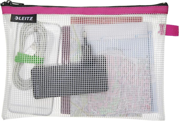 Leitz Wow Travel Pouch, Water Resistant, Translucent, Ideal for Visible Storage and Organisation, Medium (A5) - Pink - Image 3