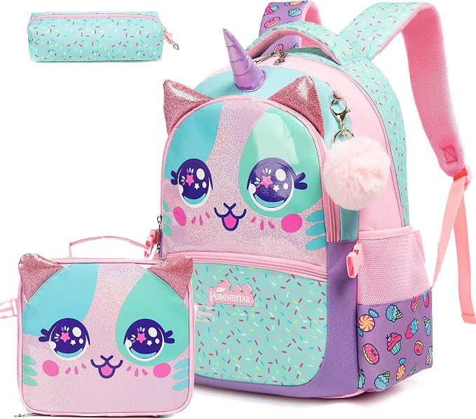 Unicorn Kids Backpacks for Girls School Bag with Lunch Box School Backpack for Girls Set Cute Bookbag for Kindergarten by MYHSBYO
