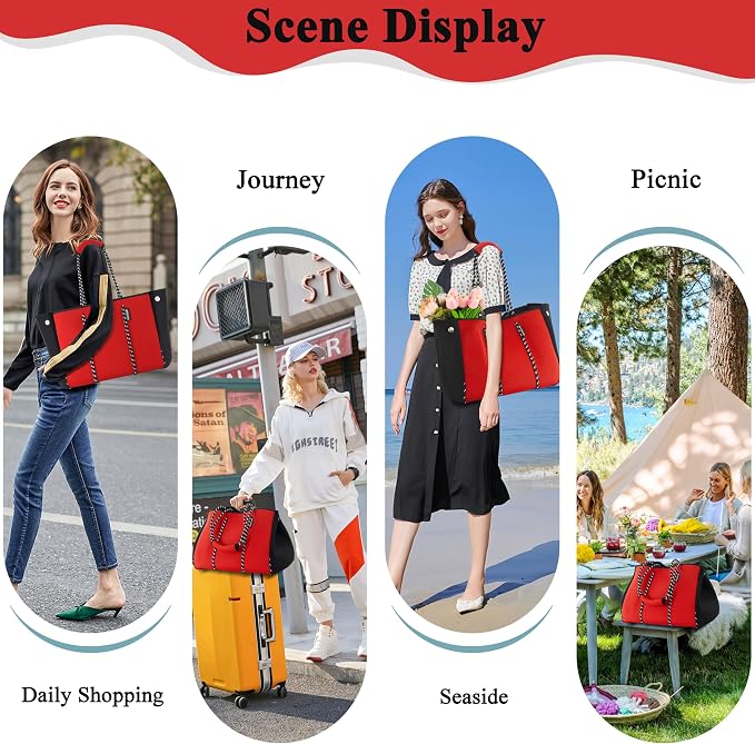 QOGiR Neoprene Multipurpose Beach Bag Tote with Inner Zipper Pocket … … … … - Image 7