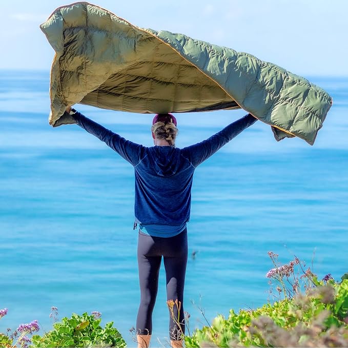Get Out Gear Down Camping Blanket - Puffy, Packable, Lightweight and Warm | Ideal for Outdoors, Travel, Stadium, Festivals, Beach, Hammock | 650 Fill Power Water-Resistant Backpacking Quilt - Image 7
