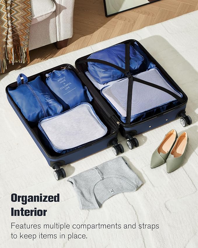 10 Piece Luggage Sets, 3 Piece Suitcase Set, 20 inch Carry on Luggage, 24 inch and 28 inch Checked Luggage with 7PC Packing Bags - Image 3