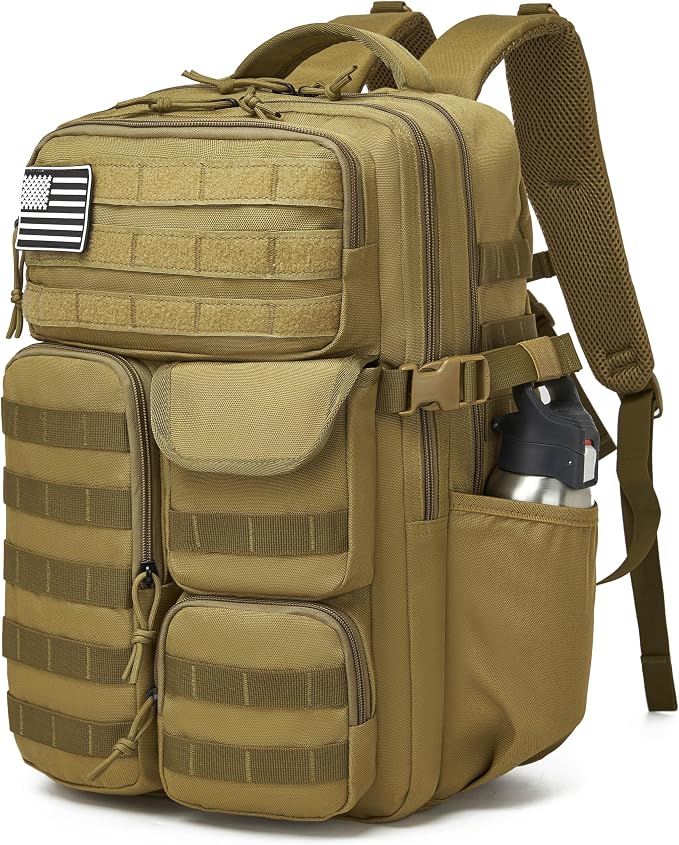 Wotony Tactical Backpack - Military waterproof backpack with multiple pockets and tactical gear for the outdoors (khaki, 35L) by Wotony
