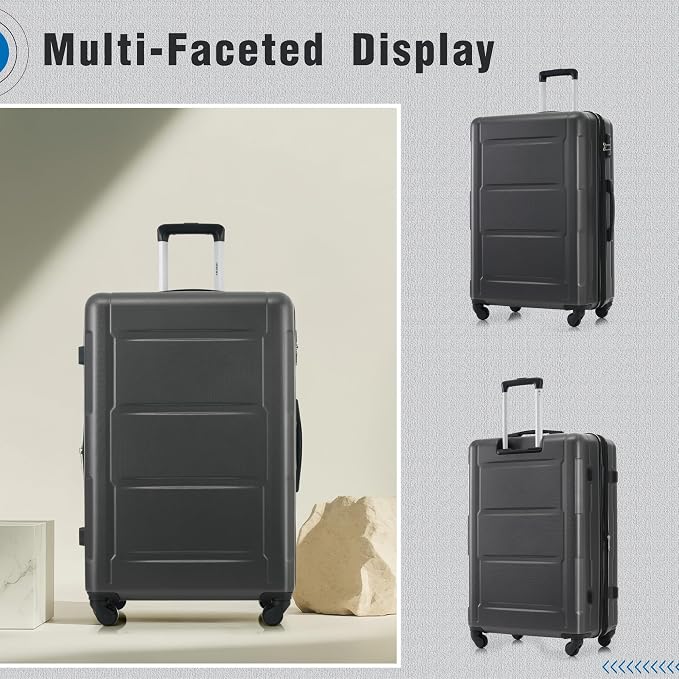 Merax Luggage Set 2 Piece Suitcase Sets with Spinner Wheel,Lightweight Hardside Expandable Travel Laggage with TSA Lock,Suitcase with Travel Bag(20"/28",Dark Gray) - Image 2