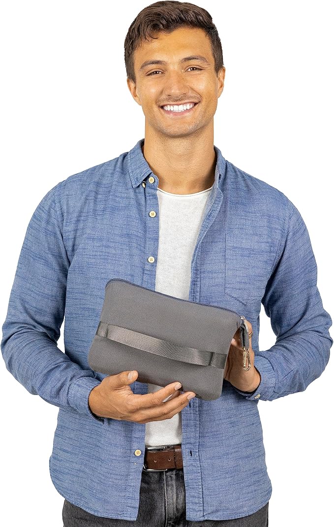 BlueHills Premium Soft Lightweight Travel Blanket Pillow Airplane - Gray | Luggage Strap & Carabiner Included, Compact & Lightweight, Pocket Size, Portable Zipper Case, Airplane Traveling Essential - Image 8