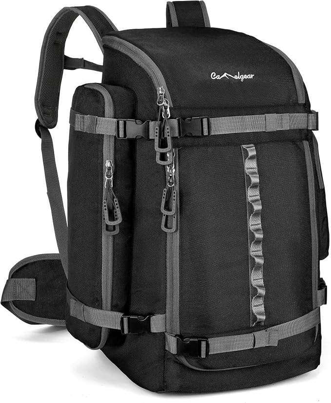 65L Ski Boot Bag,Large Duffle Travel Bag,1680D Nylon Waterproof Padded Ski Boot Bag Backpack For Women Men Kids by CAMELGEAR