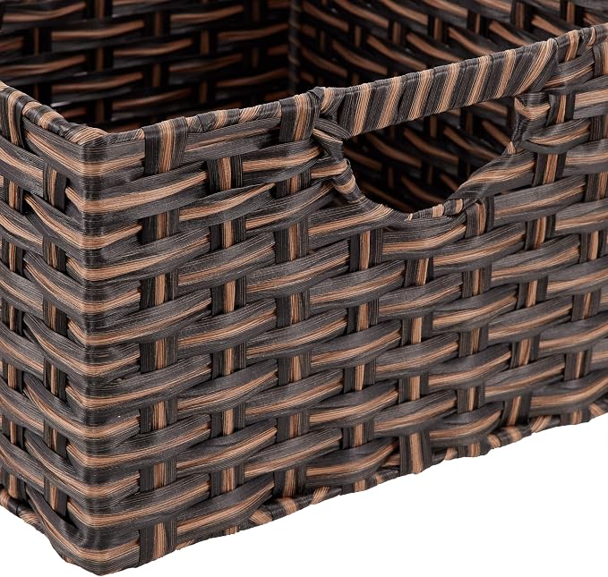 Seville Classics Premium Handwoven Portable Laundry Bin Basket with Carrying Handles, Household Storage for Clothes, Linens, Sheets, Mocha Brown, Rectangular (2-Pack) - Image 2