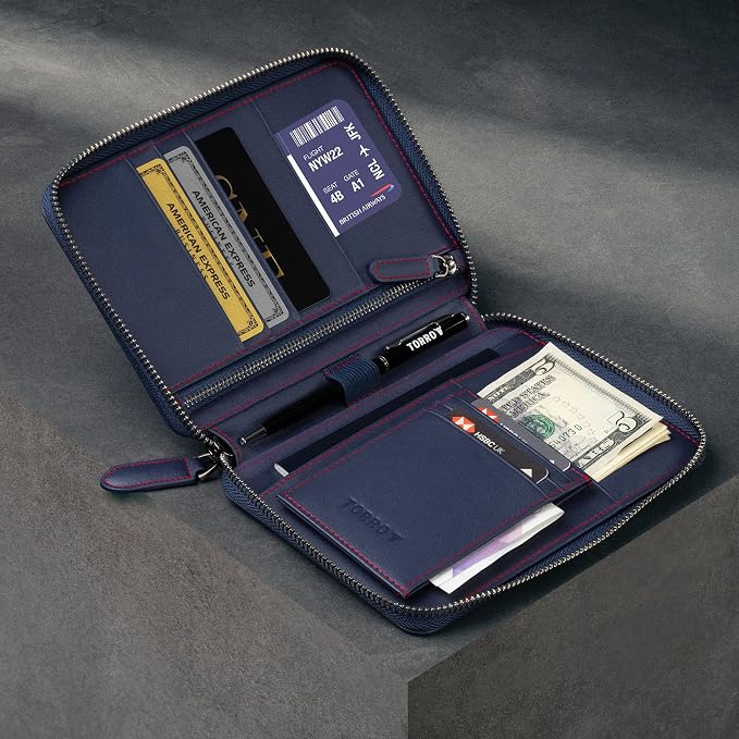 TORRO Travel Wallet – Genuine Leather Travel Organiser with Passport Holder and Detachable Cardholder - Image 3