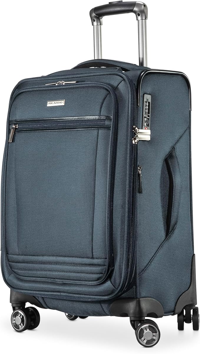 Ricardo Beverly Hills Avalon Softside Luggage Made with Sustainable 100% Recycled PET (rPET), Lightweight, Eco-Friendly Travel, Expandable, Dual Spinner Wheels, Storm Blue, 20-inch by RicardoBeverlyHills