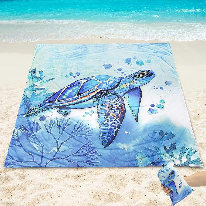 WIWIGO Beach Blanket Waterproof Sandproof Beach Mat 79" X 83"/10'x9'for 2-8 Adults Quick Drying Outdoor Picnic Mat Beach Accessories for Travel, Camping, Hiking - Image 4