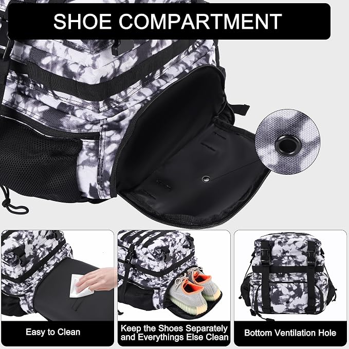 LHI Military Tactical Backpack for Men and Women 45L Army 3 Days Assault Pack Bag Large Rucksack with Shoe Compartment - Blue - Image 4