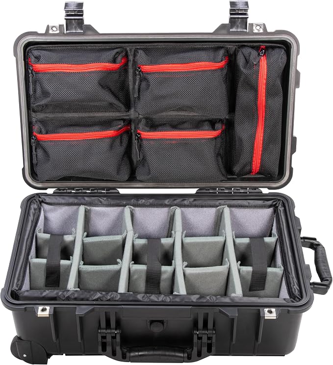 Eylar 22" Rolling Carry-On Travel Hard Camera Case with Adjustable Padded Divider & Lid Organizer, Waterproof, Shockproof For Equipment, Drones And Cameras, TSA Standard - Image 3