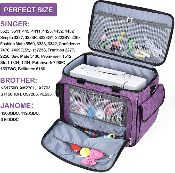 CAB55 Sewing Machine Case - Carrying Bag with Removable Padding, Tote for Machine and Accessories - Image 3
