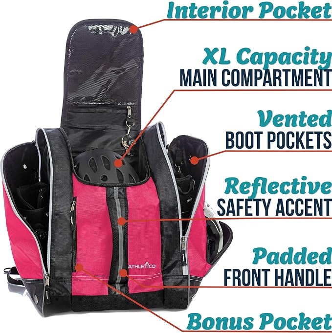 Athletico Ski Boot Bag – Skiing and Snowboarding Travel Luggage – Stores Gear Including Jacket, Helmet, Goggles, Gloves & Accessories – Venting and Grommets for Snow Drainage - Image 2