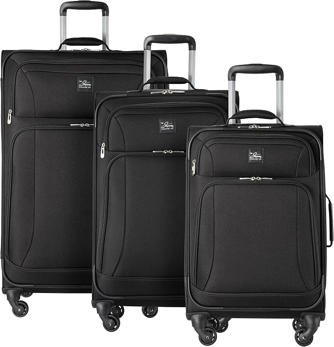 Skyway Epic Softside 3-Piece Luggage Set - Lightweight Suitcase with Wheels | TSA Approved Travel Bag | Spinner Suitcase | Luggage Set with Telescoping Handle, 20", 24" & 28", Black by SkywayLuggage