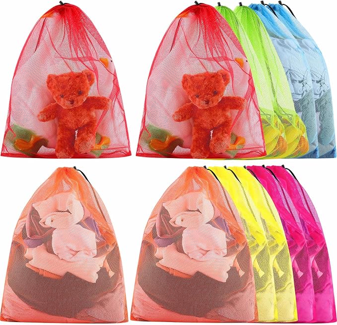 Berlune 18 Pcs 24" x 36" Large Mesh Laundry Bags Colorful Extra Large Laundry Bag Bulk with Drawstring Heavy Duty Mesh Machine Washable Drawstring Pouch by Berlune