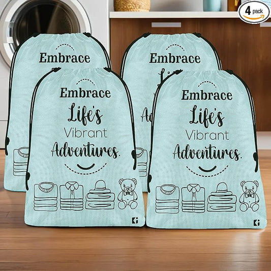 Kuber Industries Pack of 4 Cloth Storage Bag | Non-Woven Storage Organizer | Travel Cloth Carrying Bag | Garments Cover for Laundry | Travel Storage Organizer for Clothing | Large | Grey by Kuber+Industries