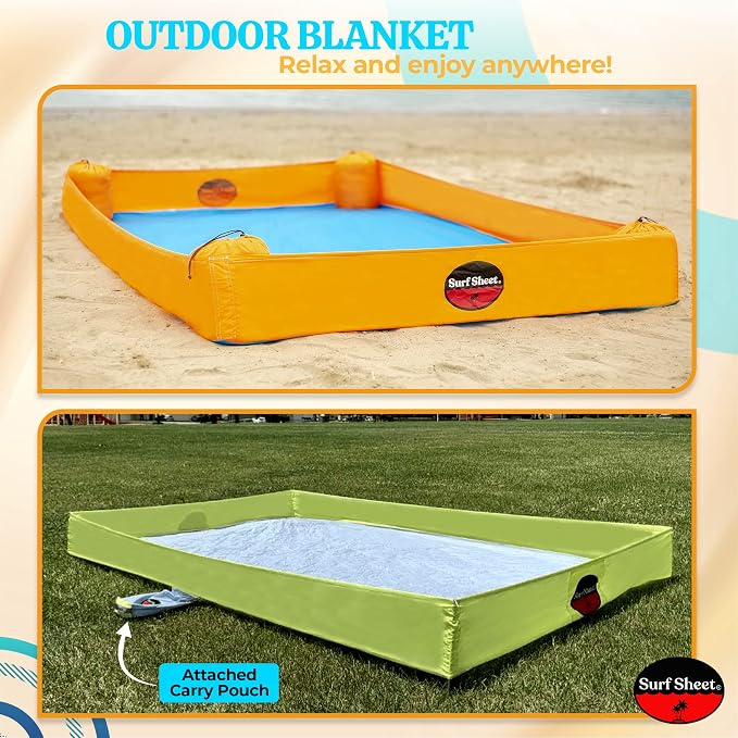Sandproof Beach Blanket - Oversize Large Outdoor Picnic Blanket for Beaches & Camping - Portable Family Beach Blanket Waterproof Sandproof for Parks, Travel, Vacation Essentials (Yellow) - Image 4