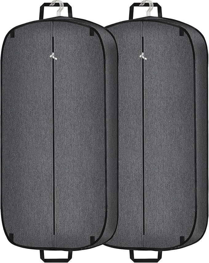 Limoomil Heavy Duty Waterproof Garment Bag for Travel, Tear Resistance Suit Bag for Men Travel for Suits, Tuxedos, Coats, Uniform. 42 inch, Darkgrey, 2 Pack.… by LIMOOMIL