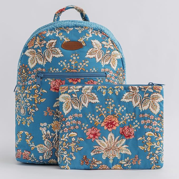 Maison d' Hermine Backpack for Women Men Cotton Shoulder Multipurpose Rucksack with Small Pouch Lightweight Multi Pocket Bag for Travel Work Beach Perfect for Spring Summer (Marquise - Blue) - Image 9
