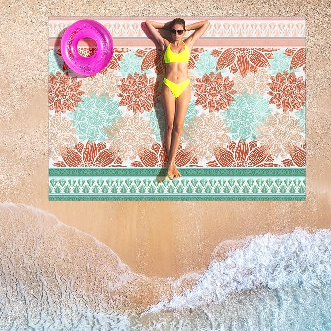 HIHOHO Beach Blanket Waterproof Sandproof Extra Large Beach Mat 79" X 83"/120"x108"for 1-8 Adults Quick Drying Durable Outdoor Picnic Mat for Beach Travel Camping Hiking - Image 6