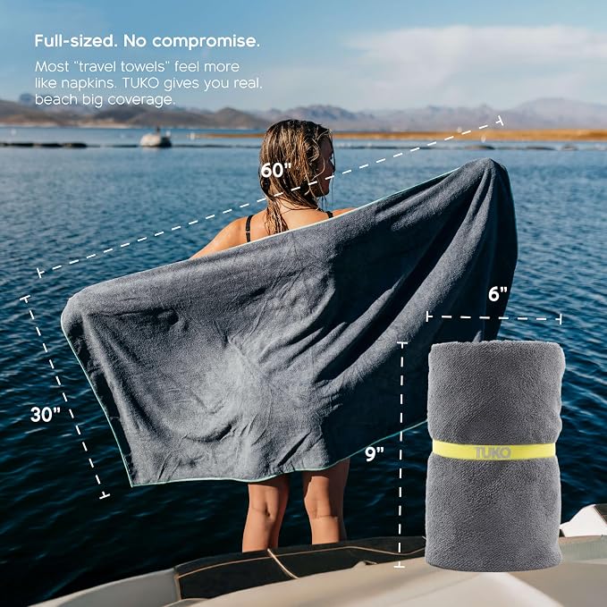 MISSION Tuko Microfiber Beach Towels 4 Pack, Quick Dry Pool Towel Set with Water Resistant Carrying Case, Lightweight Sand Resistant Travel Essential for Boat, Swim and Beach, 60 x 30 - Image 4