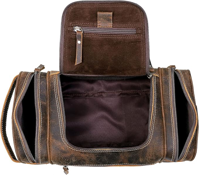 VC VINTAGE COUTURE Leather Toiletry Bag for Men Extra Large Leather Men's Toiletry Bag for Traveling Real Leather Dopp Kit for Men Leather Shaving Bag for Travel - Image 6