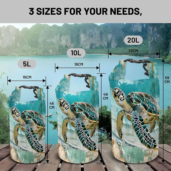 Waterproof Dry Bag,Sea Turtle Starfish Nautical Small Waterproof Backpack 2L/5L/10L/20L/30L/40L Floating Lightweight Bags for Kayaking, Boating, Fishing, Swimming Camping with Waterproof Phone Case - Image 6