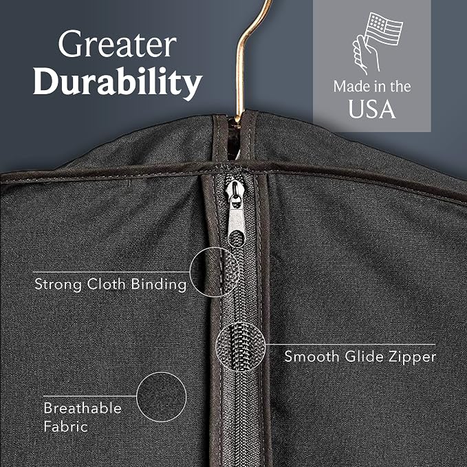 45" Fur Coat Garment Bags for Travel & Hanging Clothes (Black) - Suit Covers Garment Bag for Men & Women Dress Bag - Closet Storage Suit Bag, Dress Bags, Coat Storage - Image 6