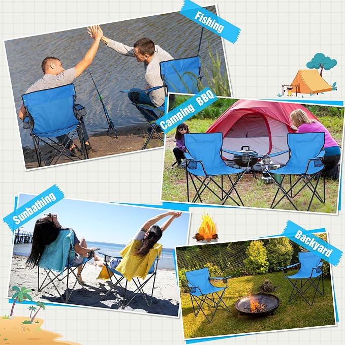 HaSteeL Foldable Camping Chair Set of 2, Folding Camp Chairs & Carrying Bags for Adults, Portable for Lawn, Outdoors, Fishing, Hiking, Travel, Picnic, Beach, Oversized & Supports 275lbs (Blue) - Image 7