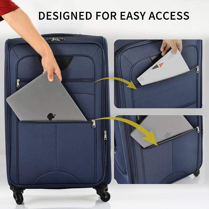 Merax Softside Luggage Set, Travel Suitcase Expandable Lightweight 3 Piece | Luggage Sets with Duffel Bag 22" 26" 30" Suitcase with TSA Lock Spinner Wheels,Deep Blue - Image 8