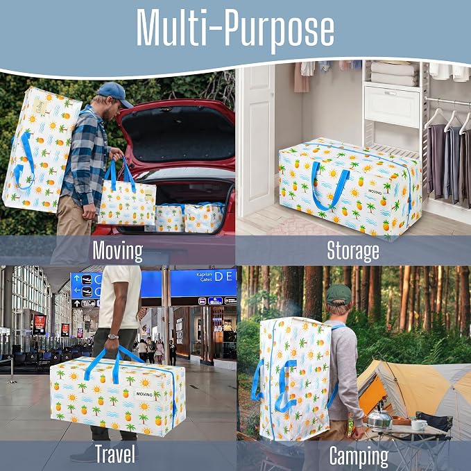 VENO 10 Pack Heavy Duty Moving Bags with Backpack Straps, Zippers & Handles, Extra Large Packing Bags for College Dorm Essentials, Moving Supplies Alternative to Cardboard Moving Boxes - Image 7