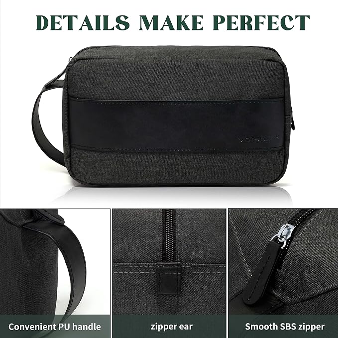 Vorspack Toiletry Bag for Men - Water Resistant Travel Bag for Toiletries, Bathroom Essentials, Travel Accessories, Gifts - Grey (Pack of 2) - Image 4