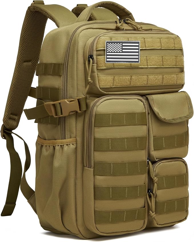 Wotony Tactical Backpack - Military waterproof backpack with multiple pockets and tactical gear for the outdoors (khaki, 30L) by Wotony