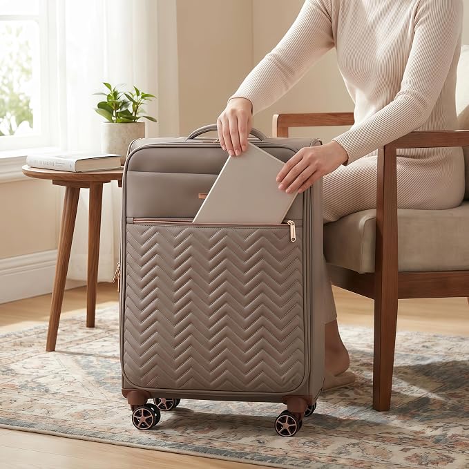 Travelhouse 4-Piece Softside Luggage Set with Spinner Wheels | Lightweight expandable suitcases: 16" underseat duffel bag + 20" carry-on + 24" + 28" checked - Image 2