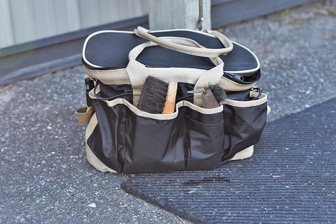 Huntley Equestrian Deluxe Grooming Bag Perfectly Designed Easy Access Multi Pocket Zipper Top Closure Double Handles Shoulder Strap Exterior Pockets - Image 8