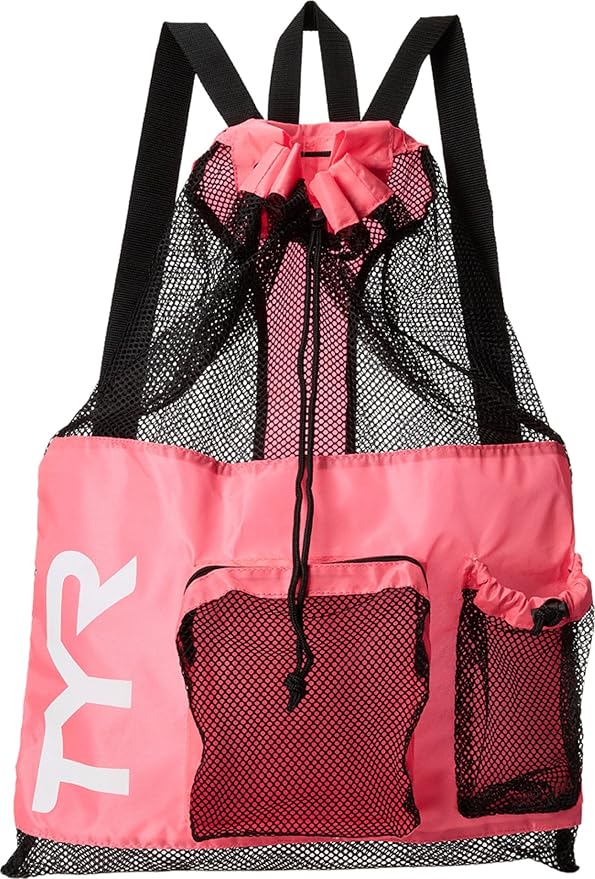 TYR Big Mesh Mummy Backpack For Wet Swimming, Gym, and Workout Gear, Pink - Image 6