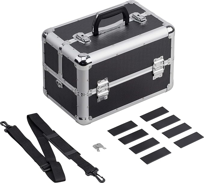 Meister 9095040 Multi-Purpose 355 x 240 x 225 mm-Lots of Storage Space-Divided Compartments-Lockable-Includes 2 Keys & Carry Strap/Cosmetic Scissor Case - Image 4