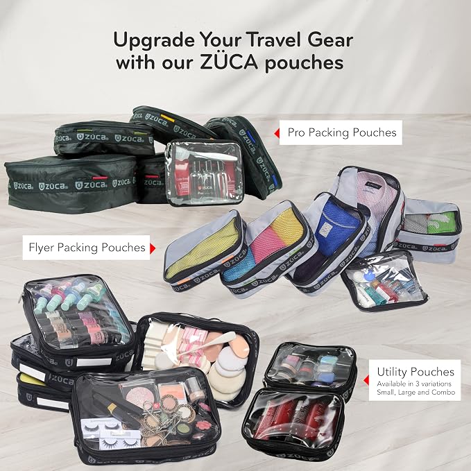 ZUCA Flyer - Gray Standard Packing Utility Pouch - Clear Travel Pouch - Durable, Spacious Essentials Storage Solution For Travel & Professional Use - Image 6