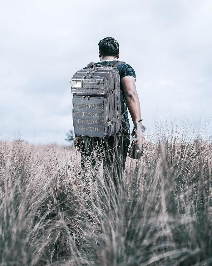 LHI Military Tactical Backpack for Men and Women 45L Army 3 Days Assault Pack Bag Large Rucksack with Molle System - Grey - Image 9